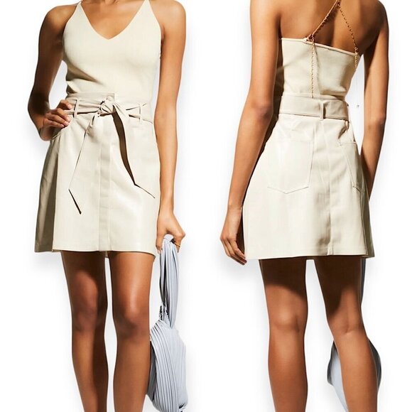 Nanushka‎ Meda Vegan Leather A-line Western Mini Skirt, Size XS, New with tag - Picture 1 of 16